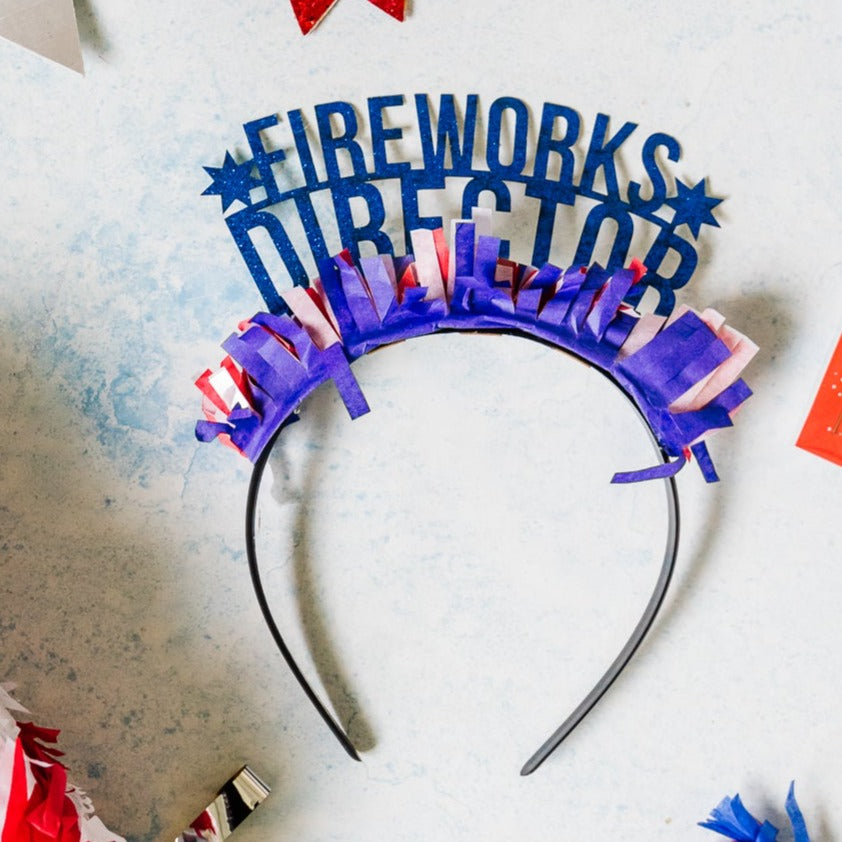 FIREWORKS DIRECTOR 4TH OF JULY PARTY CROWN Festive Gal 4th of July Bonjour Fete - Party Supplies