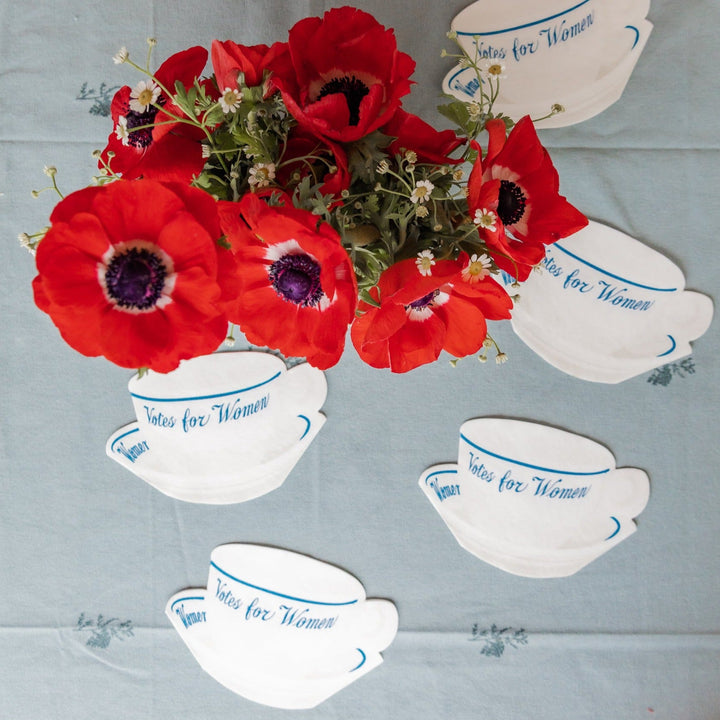 VOTES FOR WOMEN TEACUP PARTY NAPKINS Caspari Napkins Bonjour Fete - Party Supplies