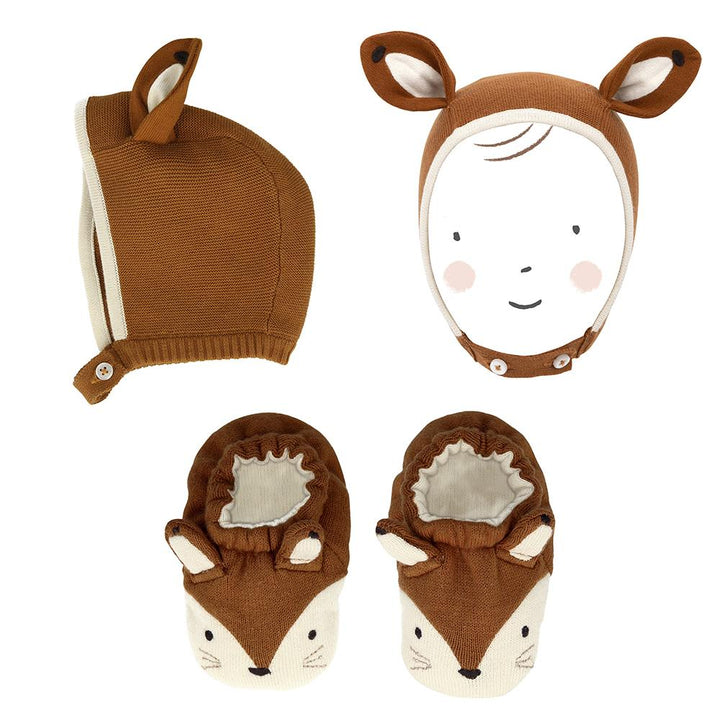 FOX BABY BONNET AND BOOTIES SET Meri Meri Baby Bonjour Fete - Party Supplies