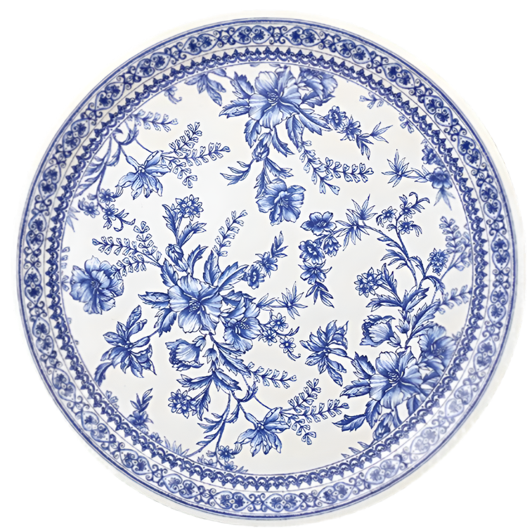 BLUE FRENCH TOILE LARGE PAPER PLATES Coterie Party Supplies Plates Bonjour Fete - Party Supplies