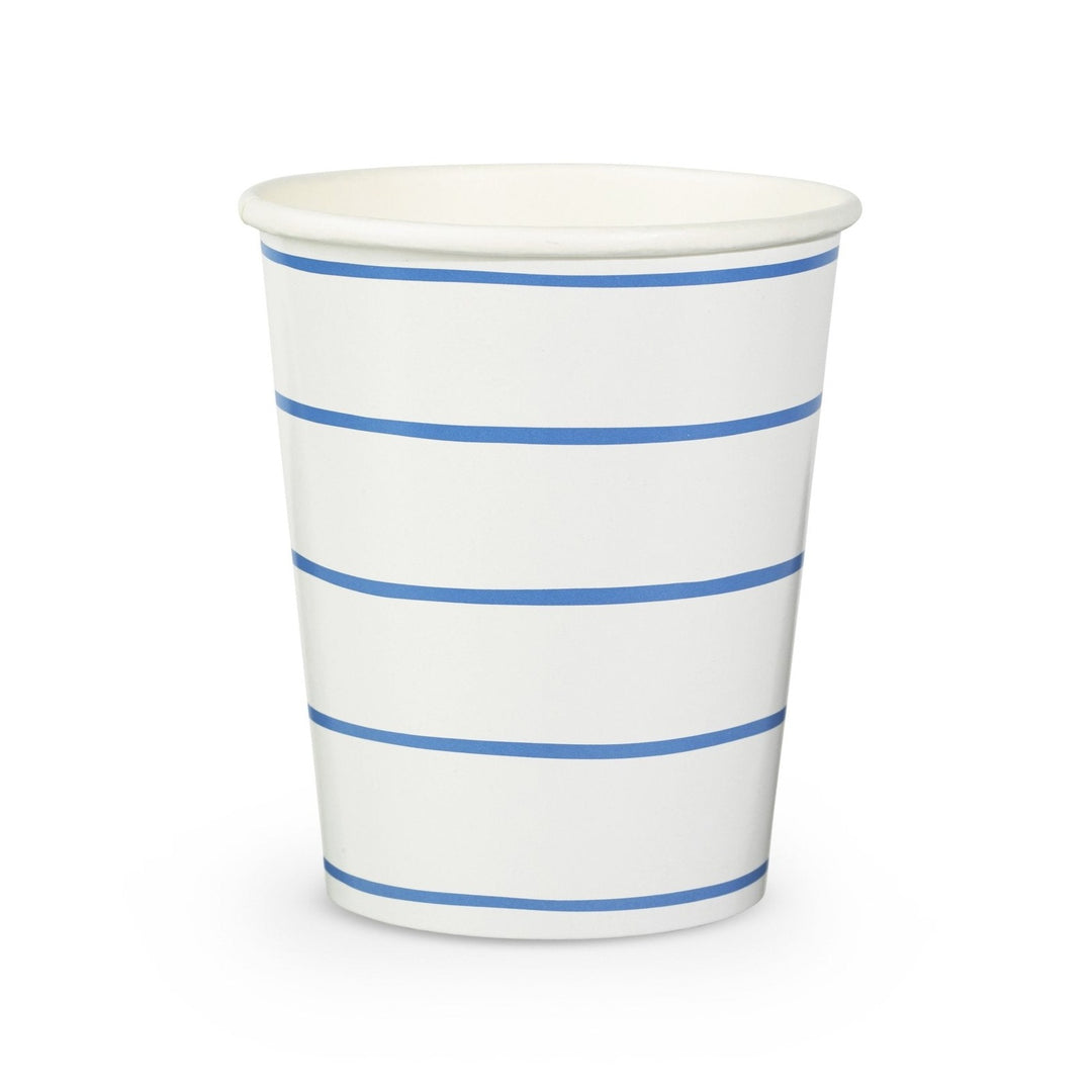 COBALT BLUE FRENCHIE STRIPED CUPS Jollity & Co. + Daydream Society Cups Bonjour Fete - Party Supplies