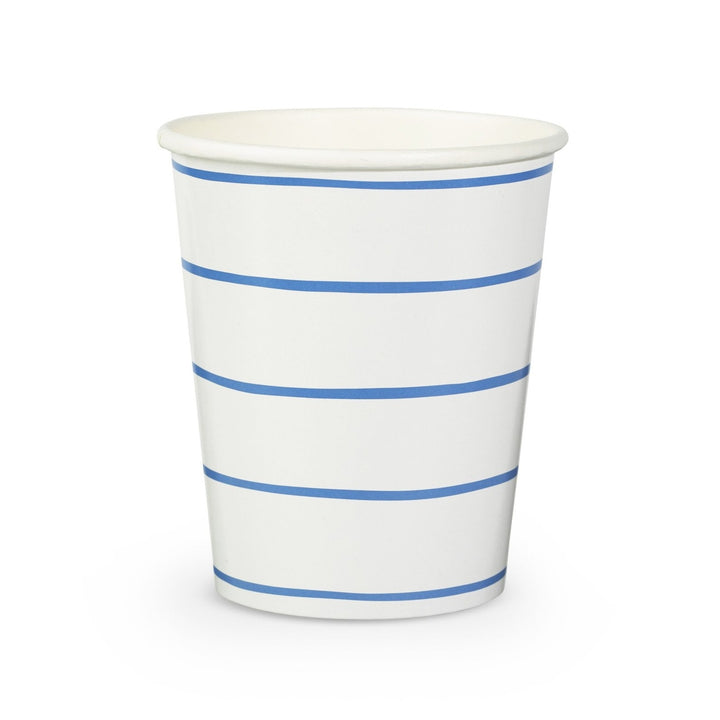 COBALT BLUE FRENCHIE STRIPED CUPS Jollity & Co. + Daydream Society Cups Bonjour Fete - Party Supplies