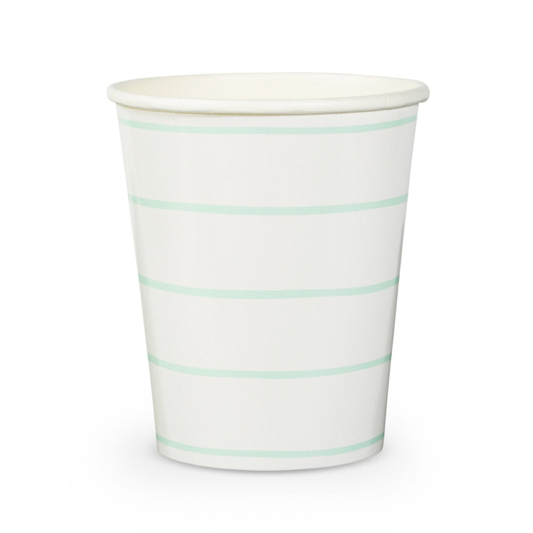 FRENCHIE STRIPED CUPS Jollity & Co. + Daydream Society Cups Mint Bonjour Fete - Party Supplies