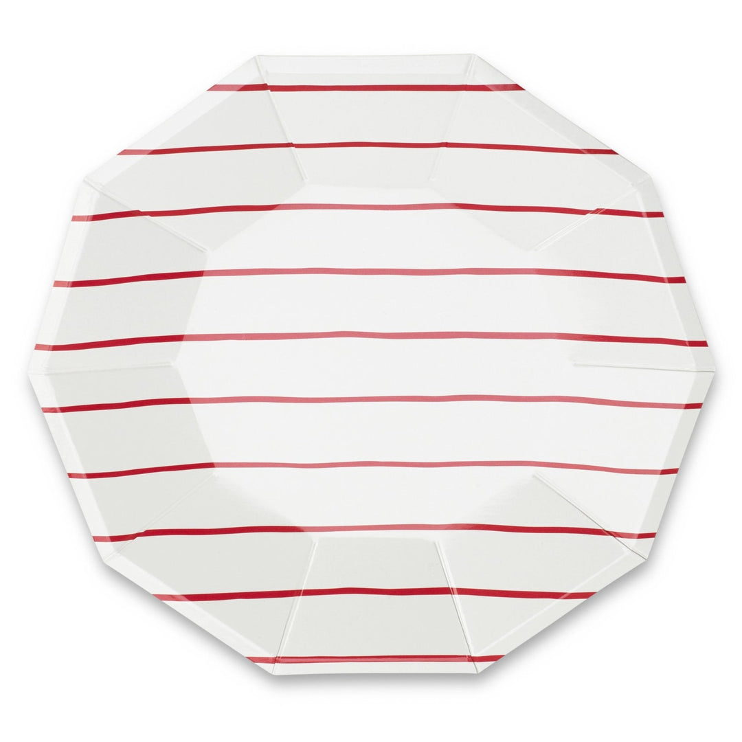 CANDY APPLE FRENCHIE STRIPED PLATES Jollity & Co. + Daydream Society Plates Large Bonjour Fete - Party Supplies