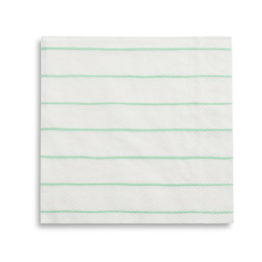 MINT FRENCHIE STRIPED LARGE NAPKINS Jollity & Co. + Daydream Society Napkins Mint Bonjour Fete - Party Supplies