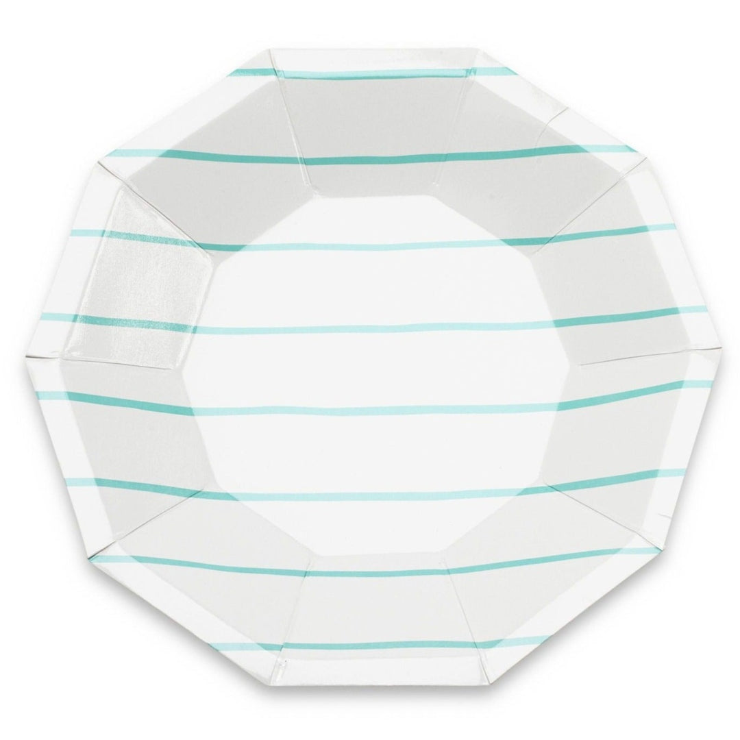 AQUA FRENCHIE STRIPED PLATES Jollity & Co. + Daydream Society Plates Bonjour Fete - Party Supplies
