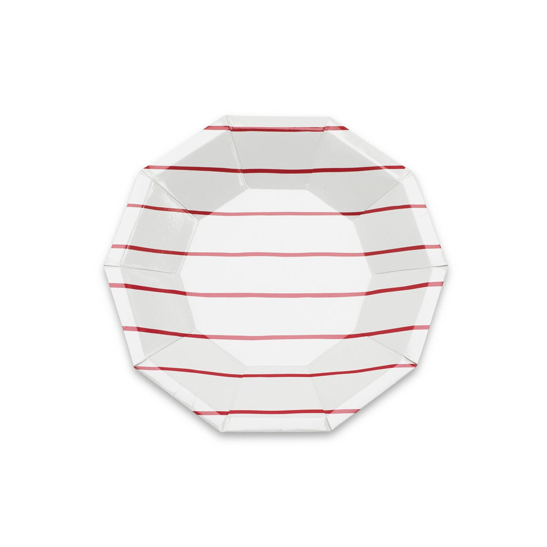 CANDY APPLE FRENCHIE STRIPED PLATES Jollity & Co. + Daydream Society Plates Small Bonjour Fete - Party Supplies