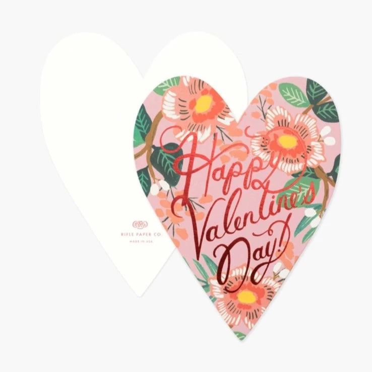 HEART BLOSSOM VALENTINE CARD BY RIFLE PAPER CO. Rifle Paper Co. Valentine’s Day Card Bonjour Fete - Party Supplies
