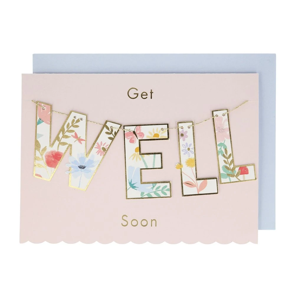 GET WELL SOON GARLAND CARD Meri Meri Greeting Card Bonjour Fete - Party Supplies