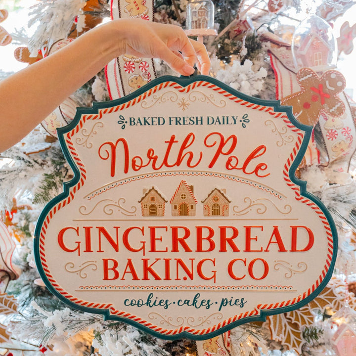 NORTH POLE GINGERBREAD BAKING CO. METAL SIGN Col House Designs Christmas Holiday Kitchen & Entertaining Bonjour Fete - Party Supplies