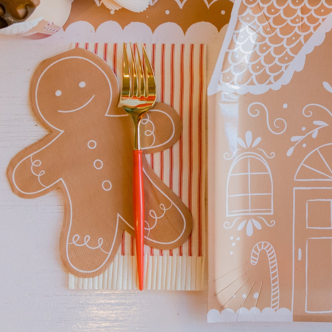 Gingerbread Man Shaped Napkins Bonjour Fete Party Supplies Christmas Holiday Party Supplies