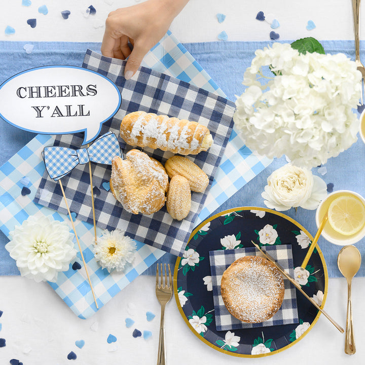 GINGHAM SERVING TRAYS BY COTERIE Coterie Party Supplies Plates Bonjour Fete - Party Supplies