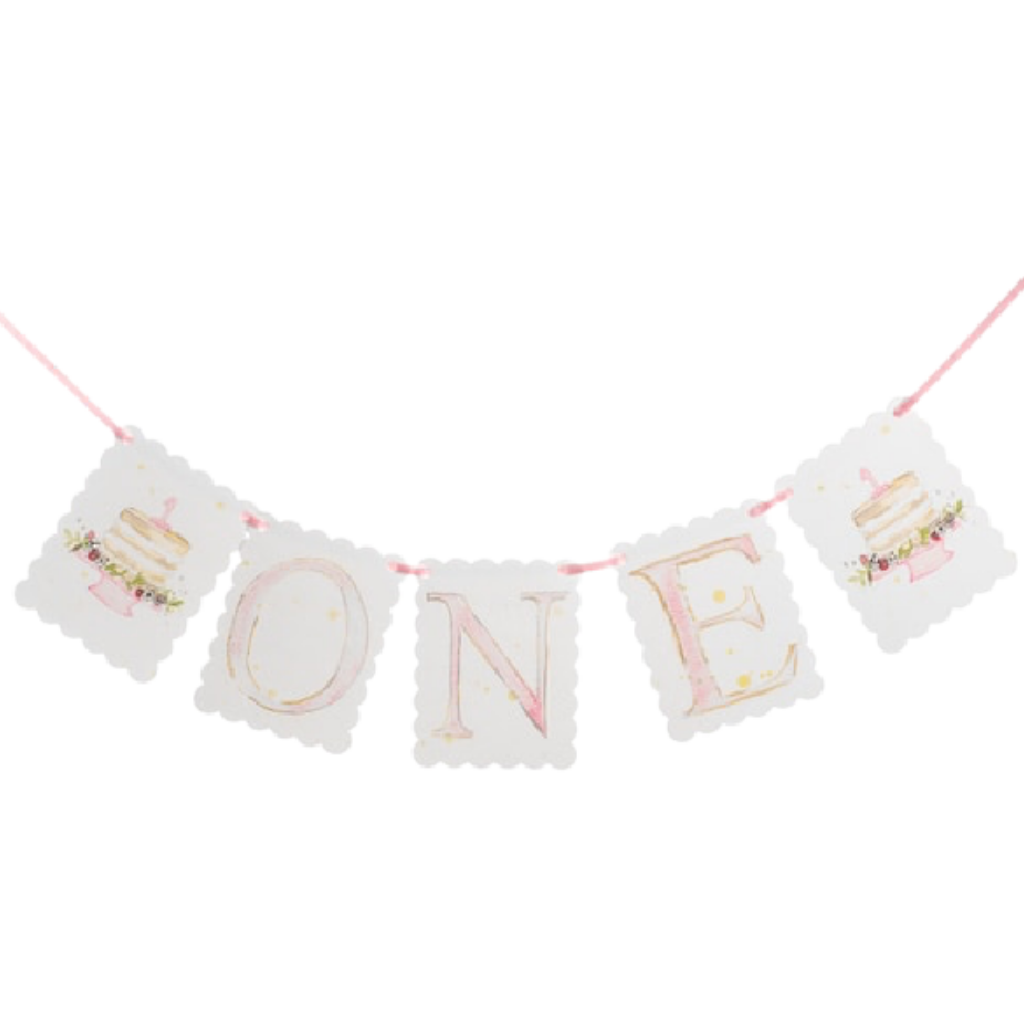 PINK "ONE" HIGHCHAIR BANNER BY OVER THE MOON Over The Moon Garlands & Banners Bonjour Fete - Party Supplies