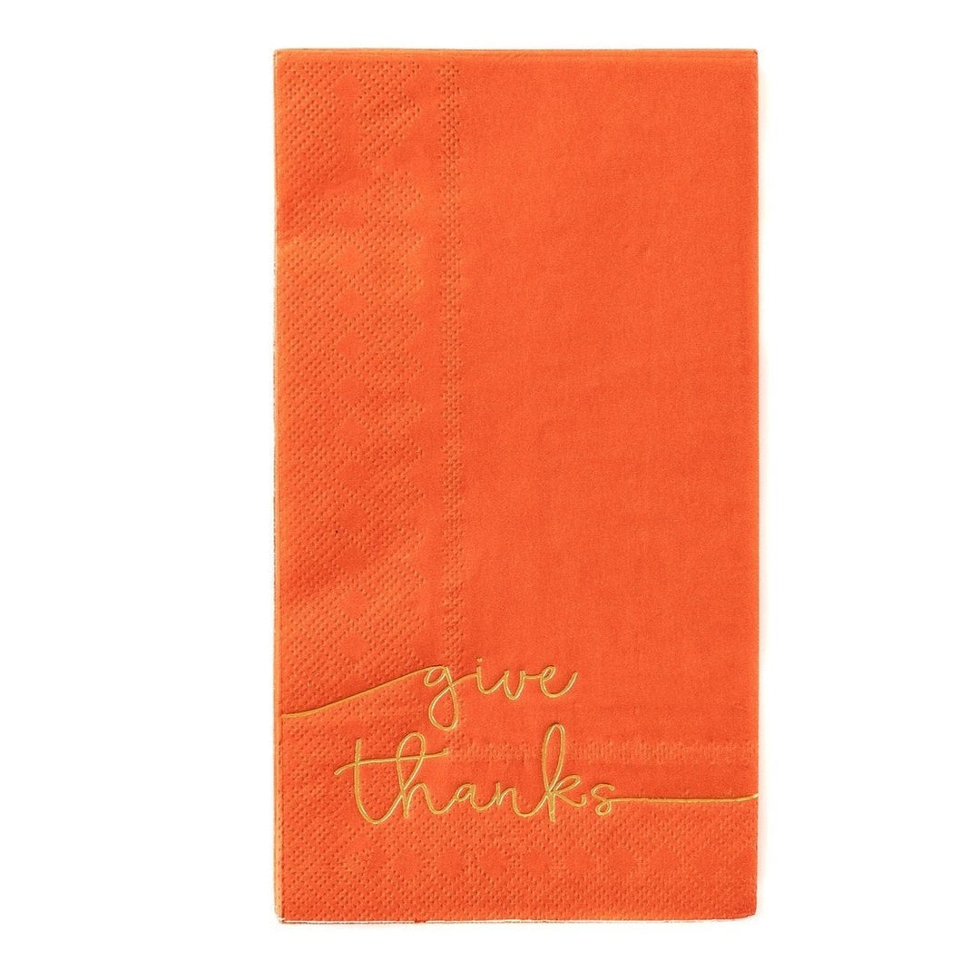 GIVE THANKS GUEST TOWEL NAPKIN My Mind’s Eye Thanksgiving Tableware Bonjour Fete - Party Supplies