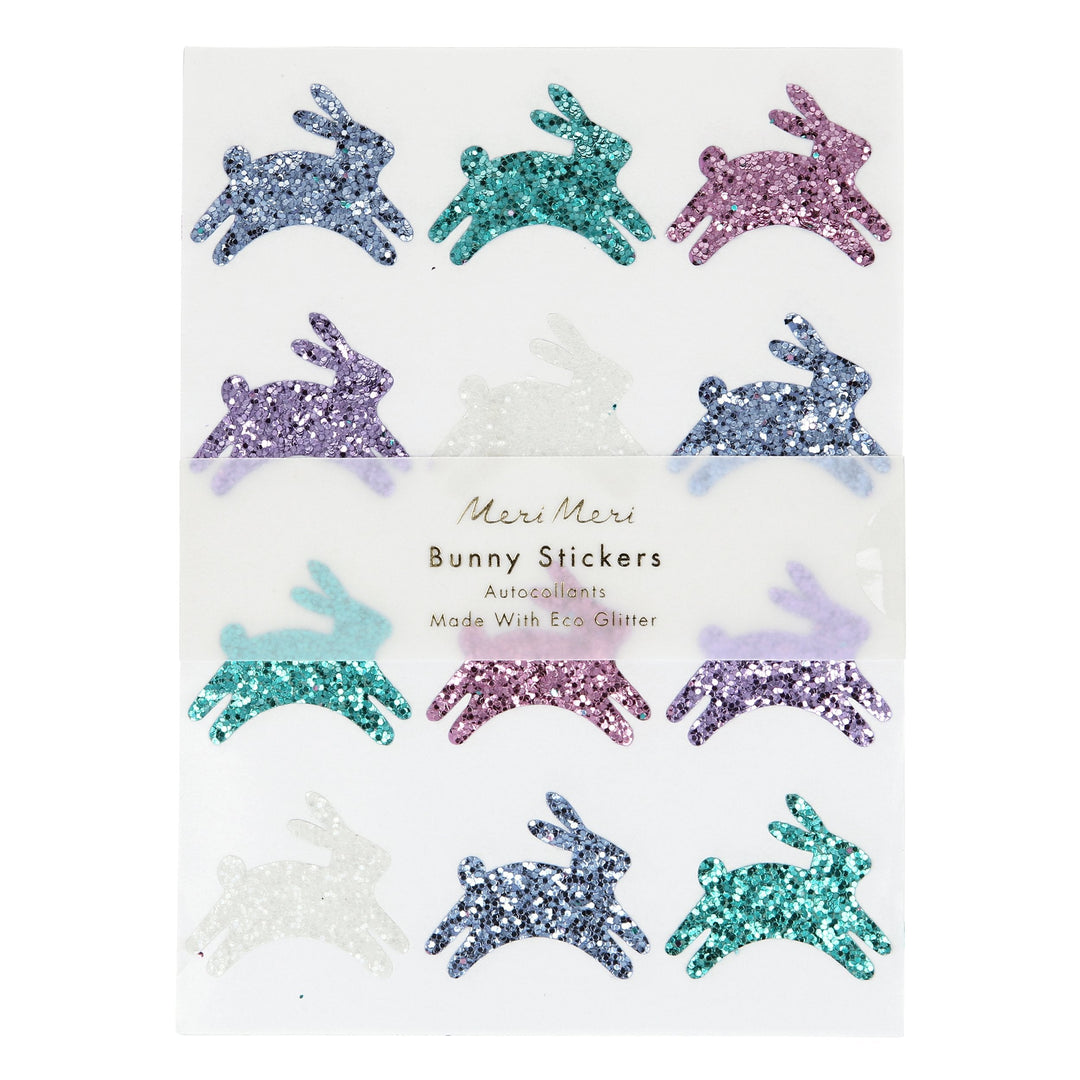 GLITTER BUNNY STICKER SHEETS Meri Meri Stickers Bonjour Fete - Party Supplies