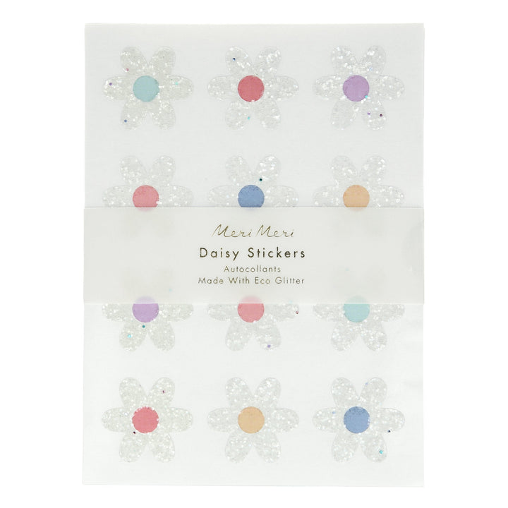 GLITTER DAISY STICKER SHEETS Meri Meri Stickers Bonjour Fete - Party Supplies