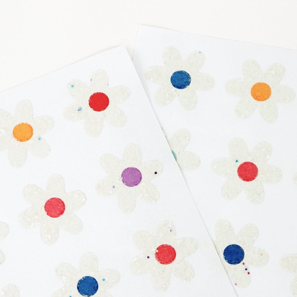 GLITTER DAISY STICKER SHEETS Meri Meri Stickers Bonjour Fete - Party Supplies