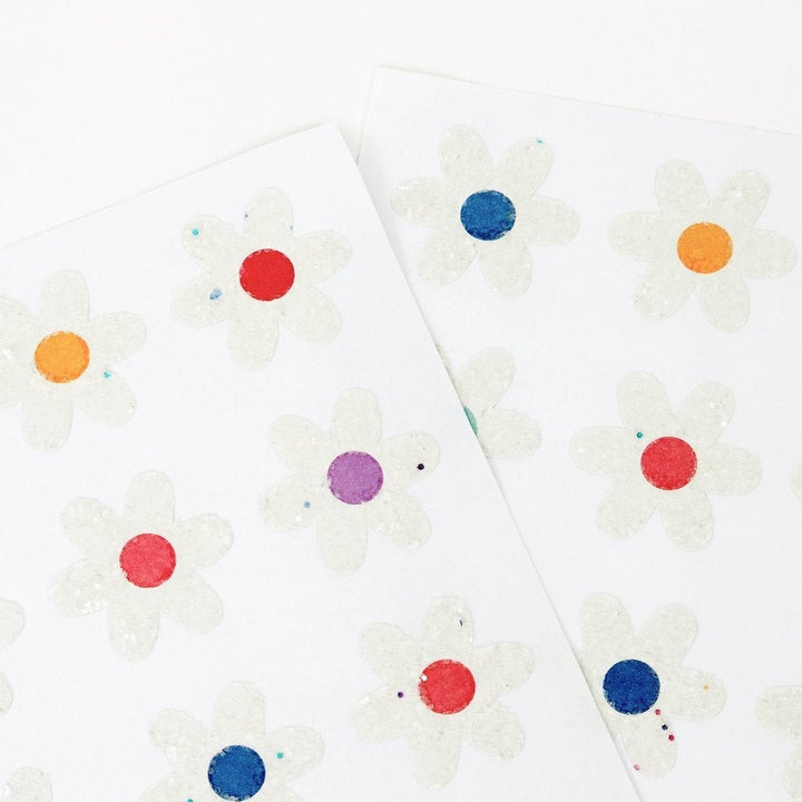 GLITTER DAISY STICKER SHEETS Meri Meri Stickers Bonjour Fete - Party Supplies