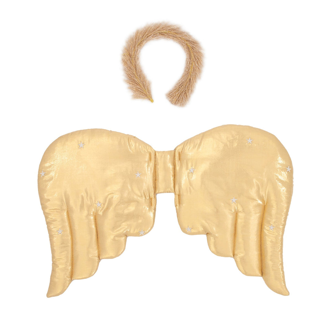 GOLD QUILTED ANGEL WINGS AND CROWN Meri Meri Kid's Accessories & Costumes Bonjour Fete - Party Supplies