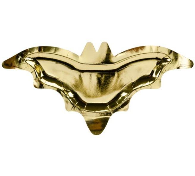 GOLD BAT PLATES Party Deco Halloween Tableware Bonjour Fete - Party Supplies