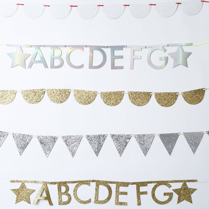 GOLD GLITTER LETTER GARLAND KIT Meri Meri Garlands & Banners Bonjour Fete - Party Supplies