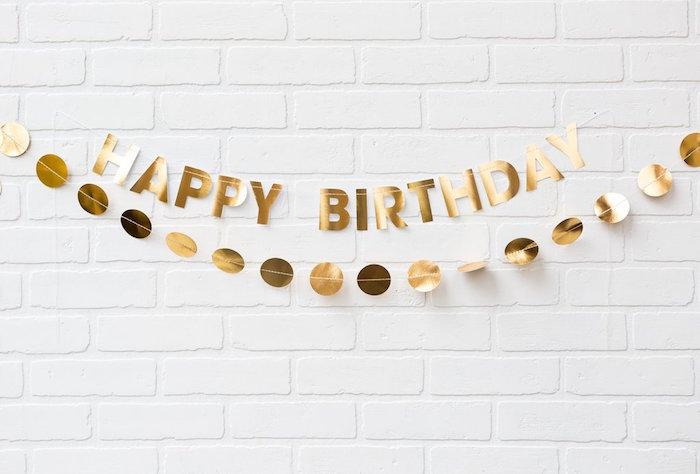 GOLD METALLIC HAPPY BIRTHDAY BANNER My Mind's Eye Garlands & Banners Bonjour Fete - Party Supplies