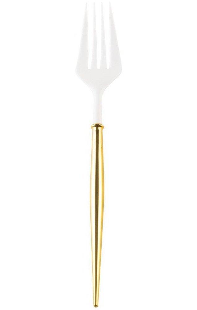 BELLA GOLD AND WHITE PREMIUM CUTLERY Sophistiplate LLC Cutlery 36-PIECE FULL SIZE FORKS ONLY Bonjour Fete - Party Supplies