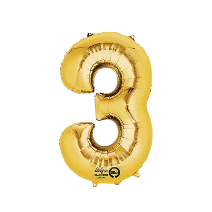 NUMBER 3 FOIL BALLOON LA Balloons Balloon 34" / Gold Bonjour Fete - Party Supplies
