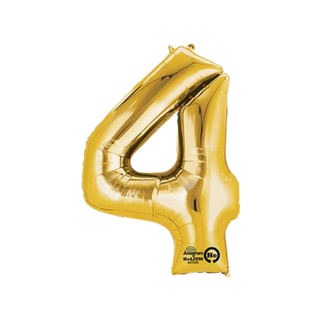 NUMBER 4 FOIL BALLOON LA Balloons Balloons 34" / Gold Bonjour Fete - Party Supplies