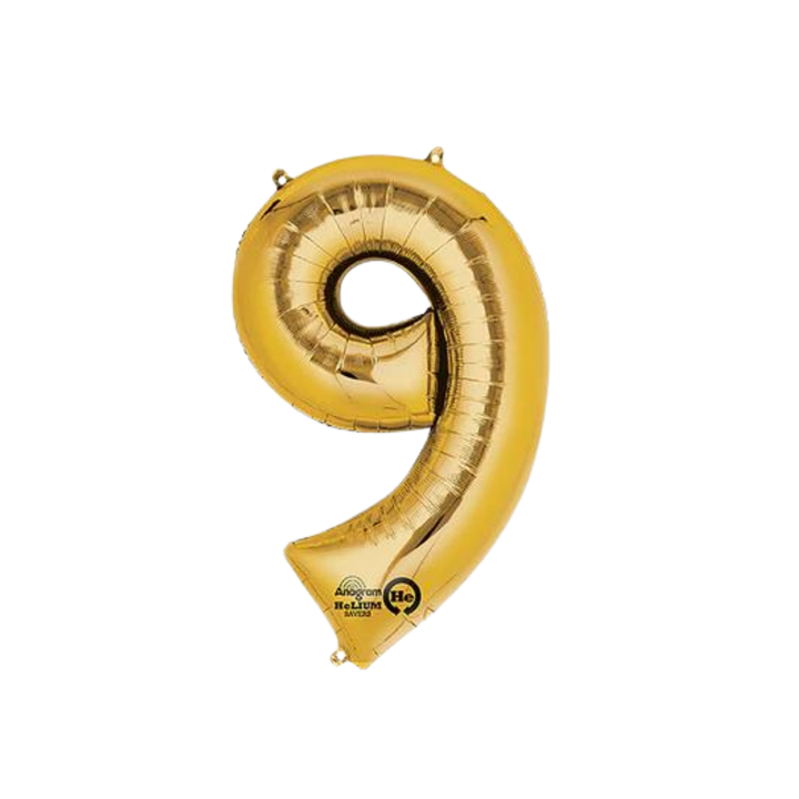 NUMBER 9 FOIL BALLOON LA Balloons Balloons 34" / Gold Bonjour Fete - Party Supplies