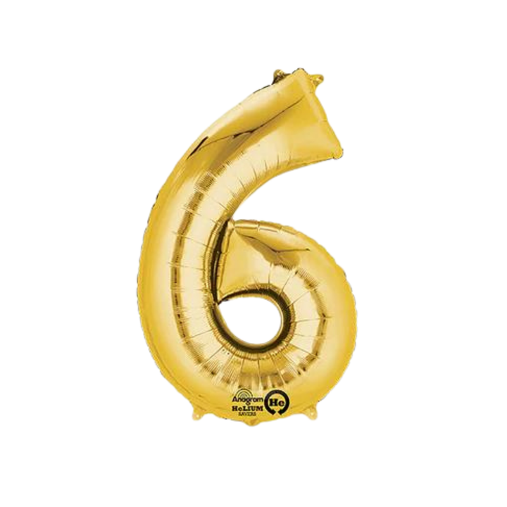 NUMBER 6 FOIL BALLOON LA Balloons Balloons 34" / Gold Bonjour Fete - Party Supplies