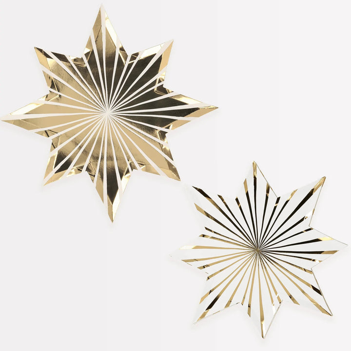 GOLD STRIPE STAR PLATES Meri Meri Bonjour Fete - Party Supplies
