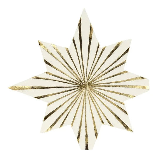 GOLD STRIPE STAR NAPKINS Meri Meri Napkins Bonjour Fete - Party Supplies