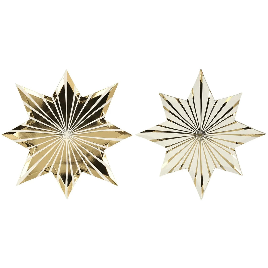 GOLD STRIPE STAR PLATES Meri Meri Bonjour Fete - Party Supplies