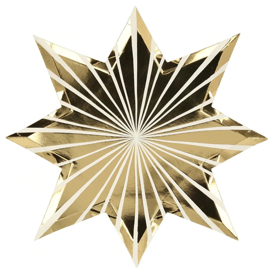 GOLD STRIPE STAR PLATES Meri Meri Bonjour Fete - Party Supplies