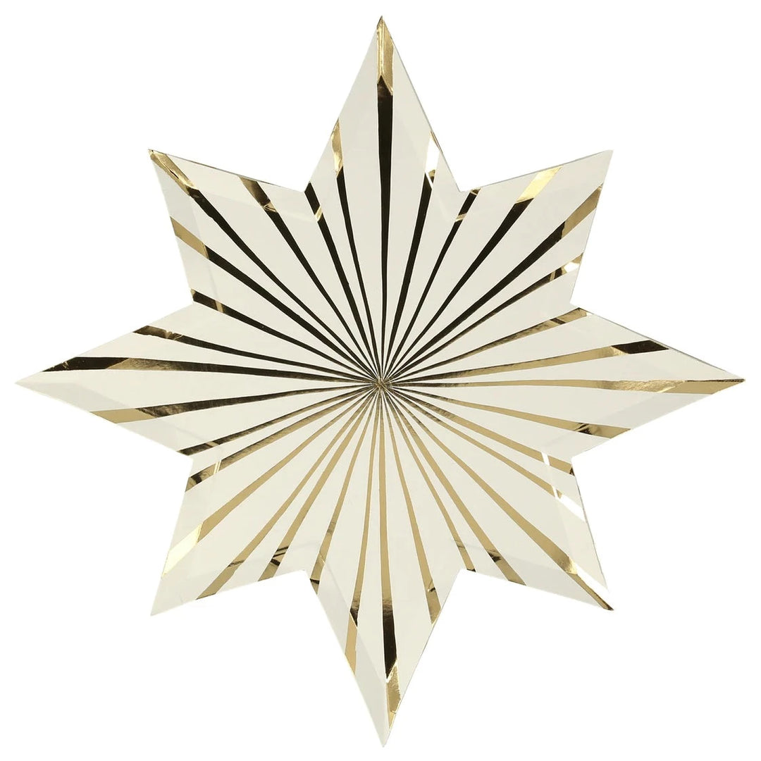GOLD STRIPE STAR PLATES Meri Meri Bonjour Fete - Party Supplies