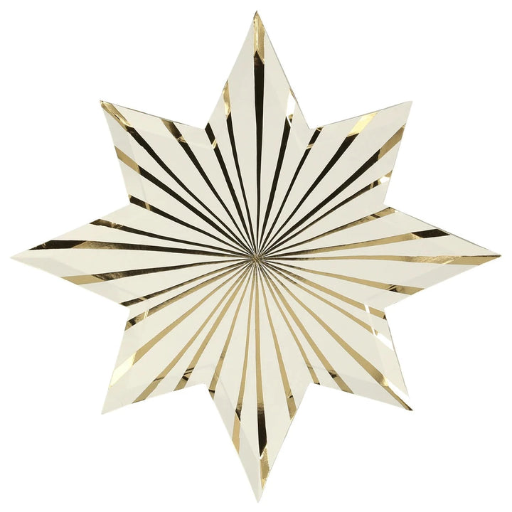 GOLD STRIPE STAR PLATES Meri Meri Bonjour Fete - Party Supplies