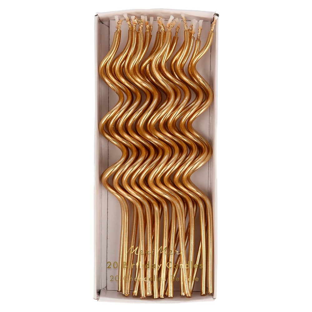 GOLD SWIRLY CANDLES Meri Meri Birthday Candles Bonjour Fete - Party Supplies