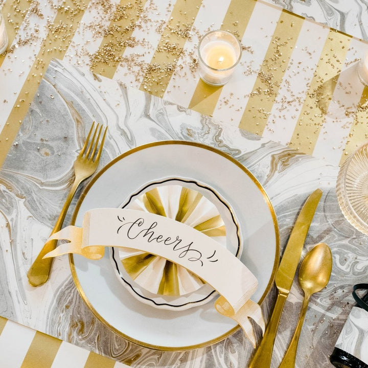 GOLD TABLE BANNER PLACE CARDS Hester & Cook Place Cards Bonjour Fete - Party Supplies