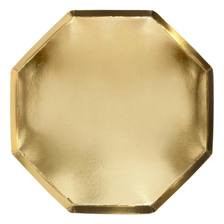 GOLD METALLIC OCTAGONAL PLATES Meri Meri Plates Bonjour Fete - Party Supplies
