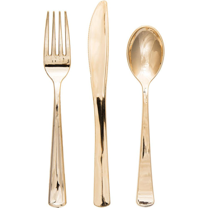 GOLD METALLIC PREMIUM CUTLERY Creative Converting Cutlery ASSORTED Bonjour Fete - Party Supplies