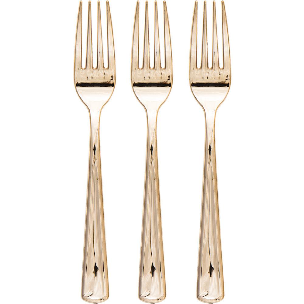 GOLD METALLIC PREMIUM CUTLERY Creative Converting Cutlery FORKS ONLY Bonjour Fete - Party Supplies