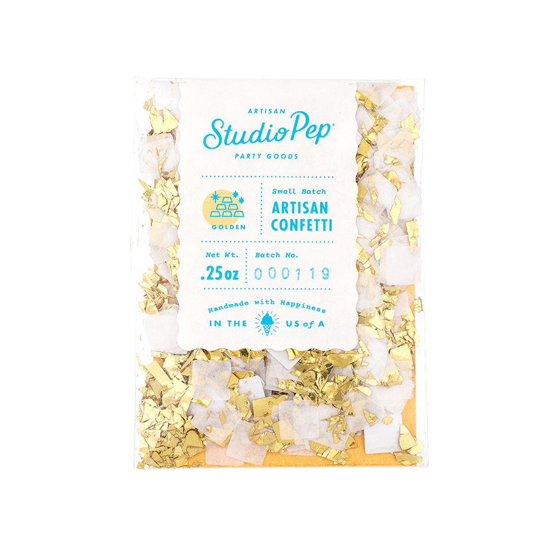 GOLDEN ARTISAN CONFETTI Studio Pep Confetti 1/4 OZ Small Bag Bonjour Fete - Party Supplies