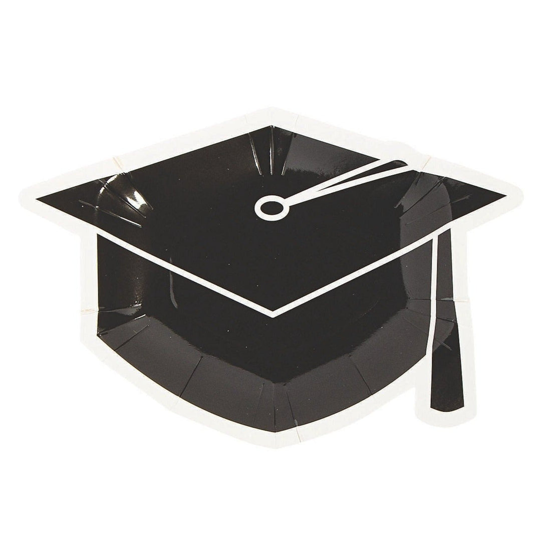 GRADUATION CAP SHAPED DESSERT PLATES Fun Express Graduation Bonjour Fete - Party Supplies