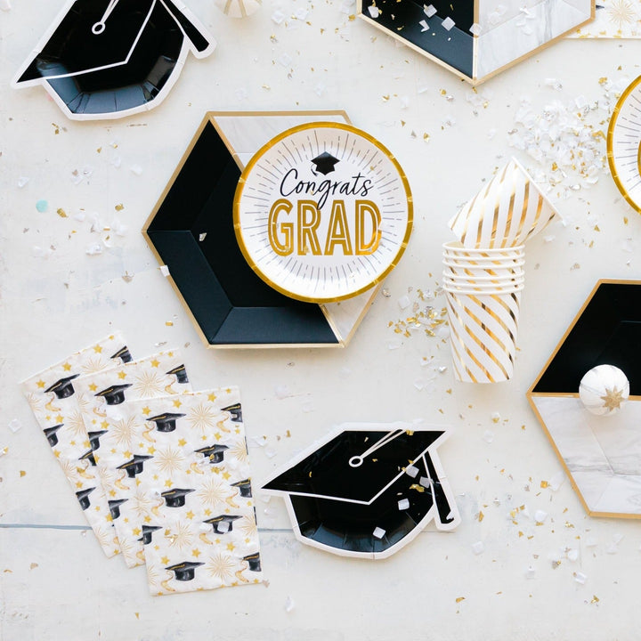 GRADUATION CAP GUEST TOWELS Sophistiplate Graduation Tableware Bonjour Fete - Party Supplies