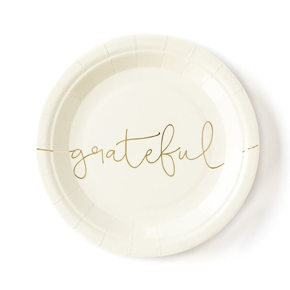 HARVEST 'THANKFUL'/'GRATEFUL' DESSERT PLATE My Mind’s Eye Thanksgiving Tableware Bonjour Fete - Party Supplies