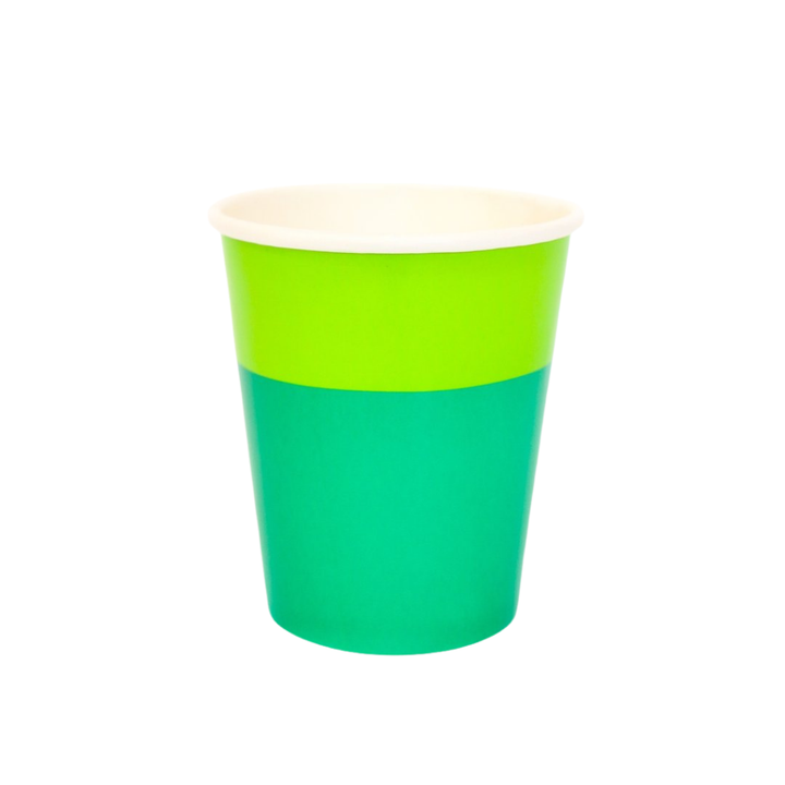 GREEN & LIME GREEN COLOR BLOCKED CUPS Kailo Chic Cups Bonjour Fete - Party Supplies