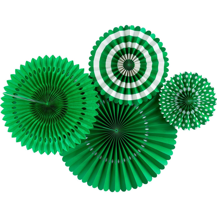 GREEN PINWHEEL PARTY FAN DECORATIONS My Mind's Eye Hanging Decor Bonjour Fete - Party Supplies