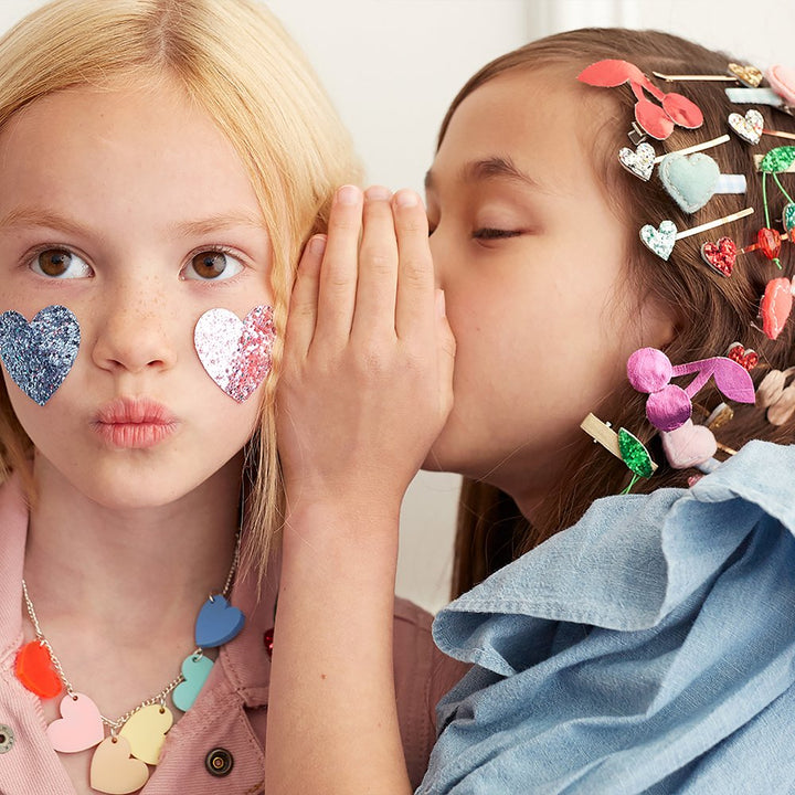 RAINBOW GLITTER HEART STICKERS Meri Meri Stickers Bonjour Fete - Party Supplies