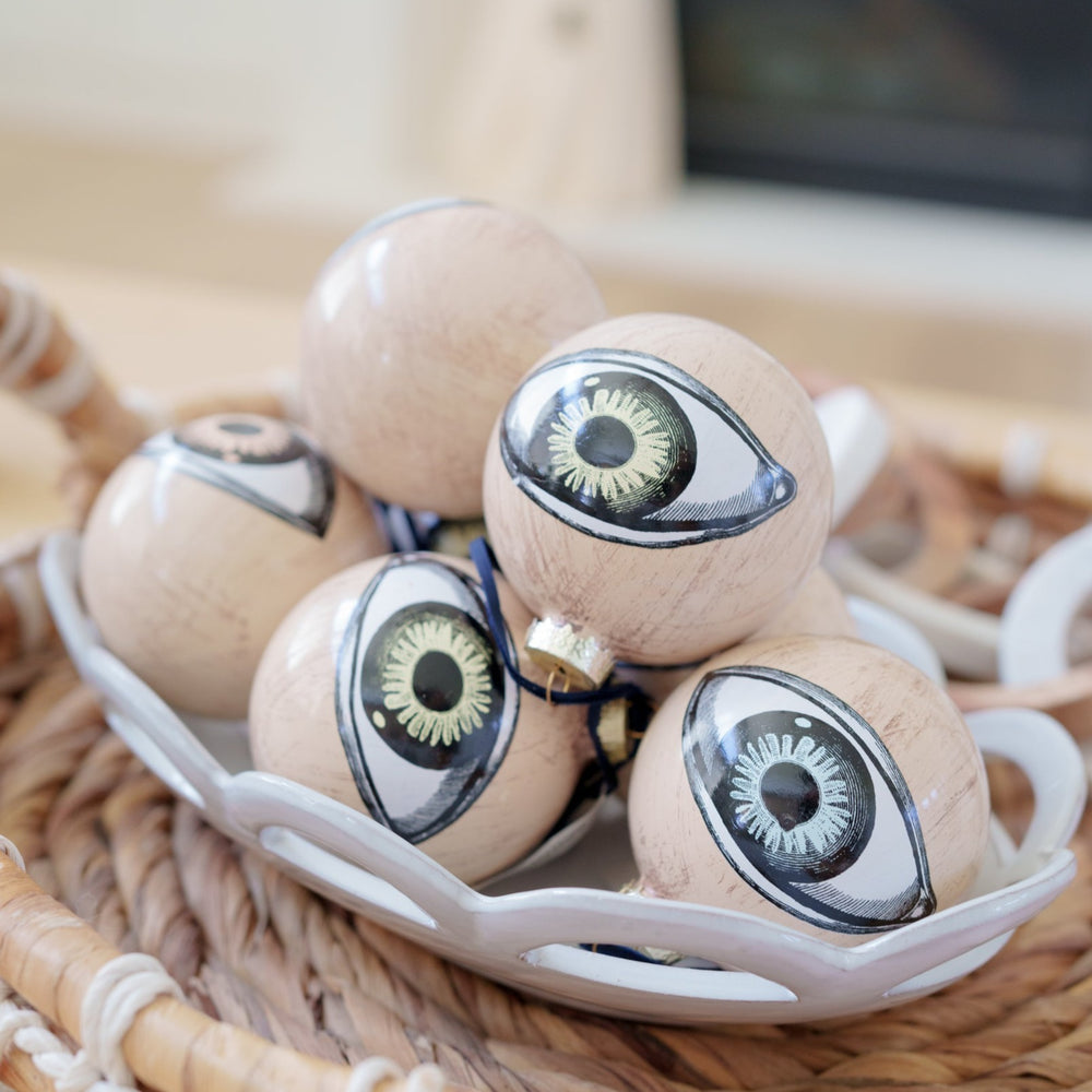 ROUND GLASS EYEBALL ORNAMENT Creative Co-op Christmas Ornament Bonjour Fete - Party Supplies